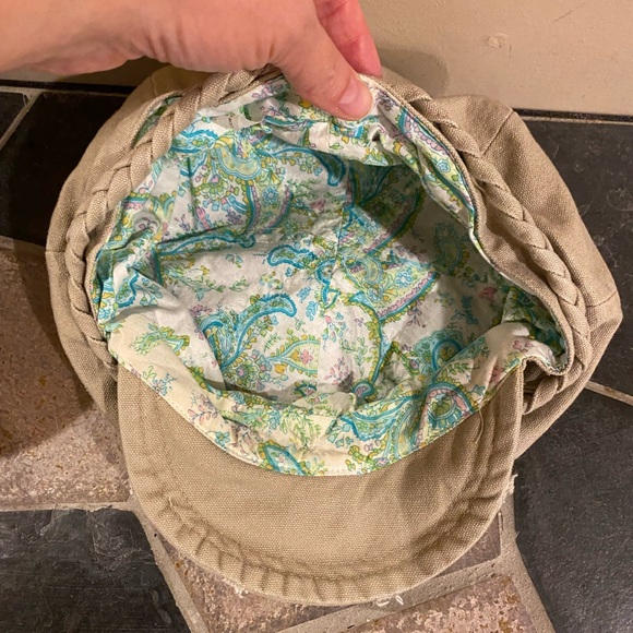 Y2K Braided Band Canvas Newsboy Cap Beige Vintage - Picture 4 of 5